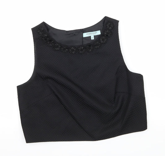 Dickins & Jones  Womens Black  Satin Basic Blouse Size 10  - open back