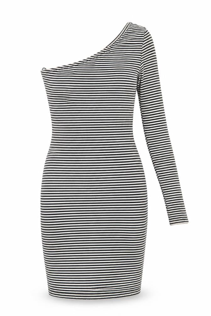 George Womens Black Striped Jersey Ball Gown  Size 8