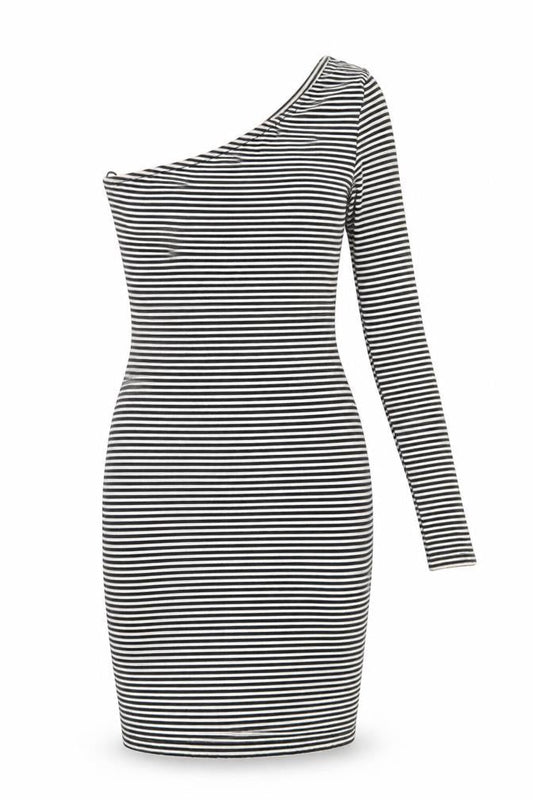 George Womens Black Striped Jersey Ball Gown  Size 8
