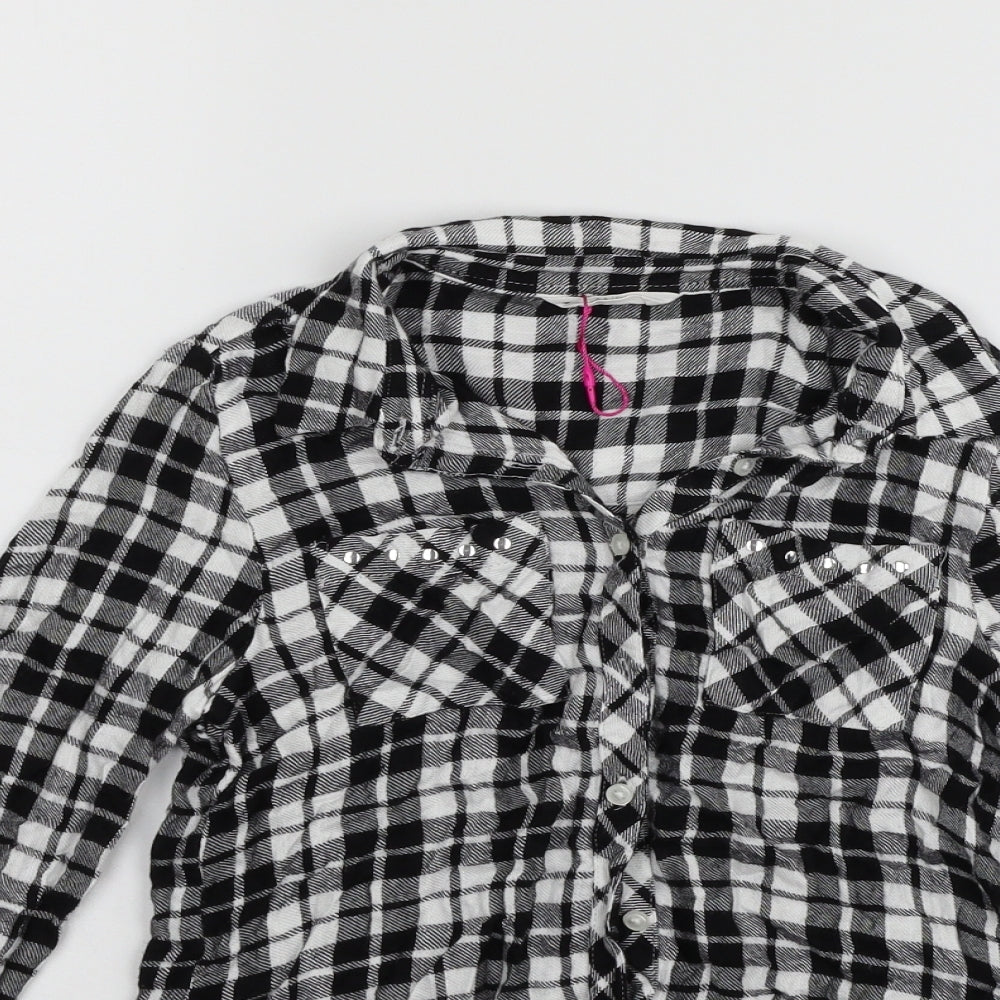 Matalan Girls Black Striped  Basic Button-Up Size 10 Years