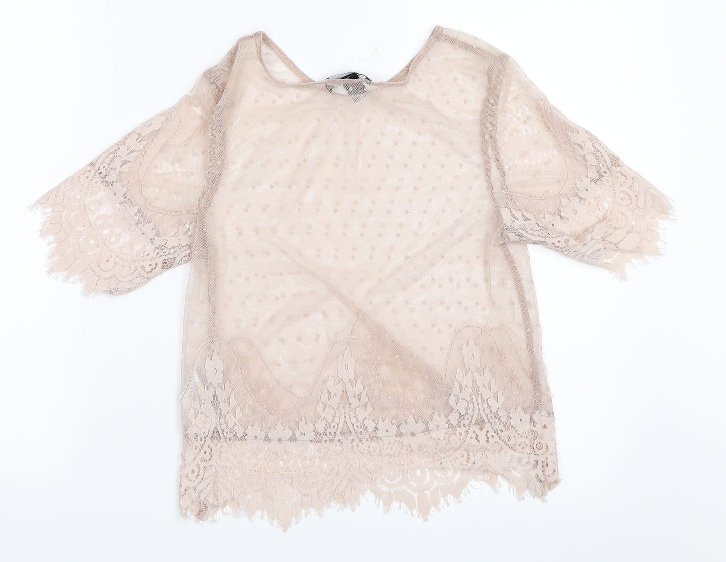New Look Womens Pink  Mesh Basic Blouse Size 8