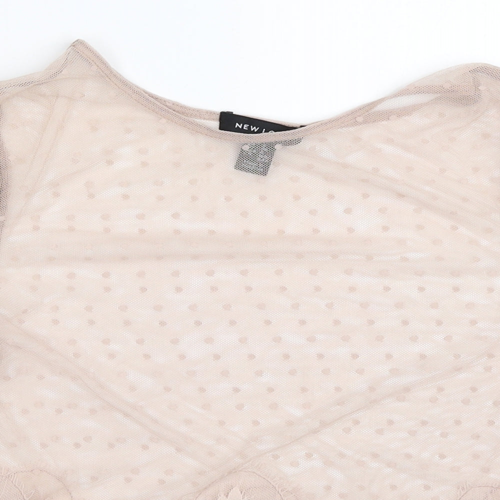 New Look Womens Pink  Mesh Basic Blouse Size 8