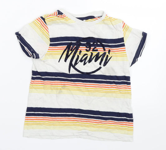 Primark Boys Silver Striped  Basic T-Shirt Size 4-5 Years