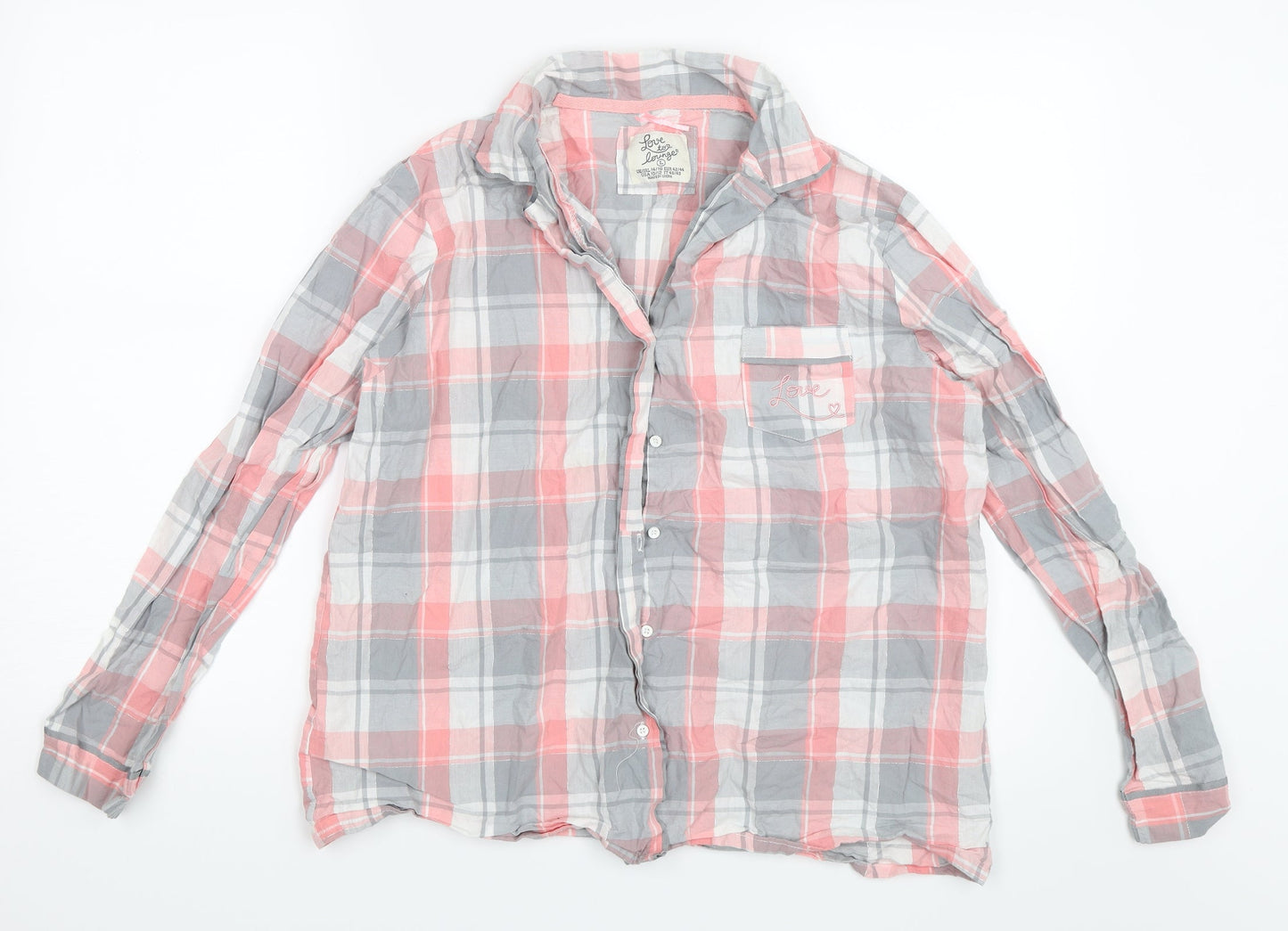 Primark Womens Pink Check  Top Pyjama Top Size 14