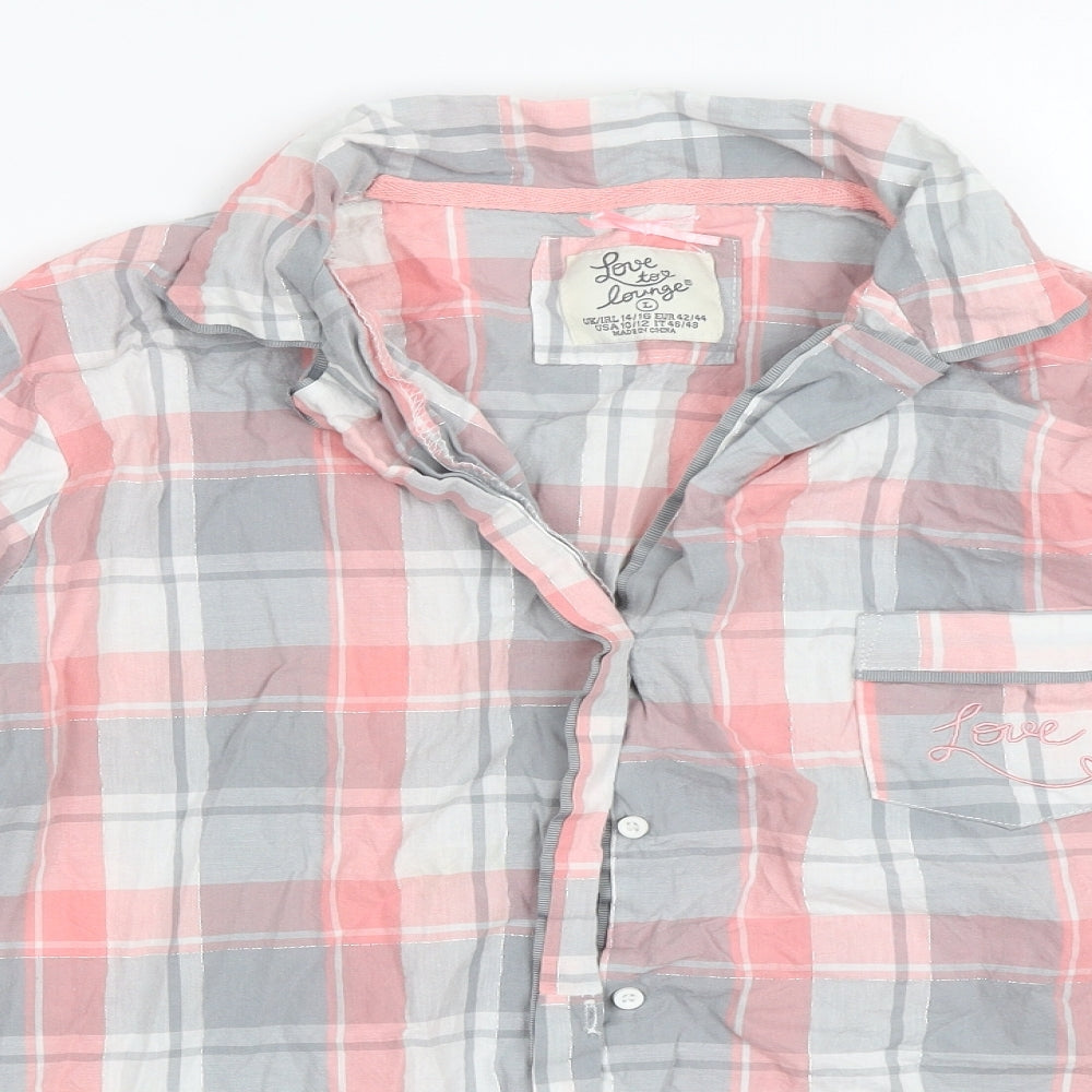 Primark Womens Pink Check  Top Pyjama Top Size 14