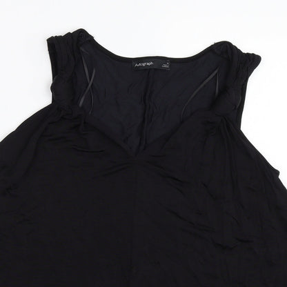 Close-up detail of Marks & Spencer women’s black basic blouse, size UK 12