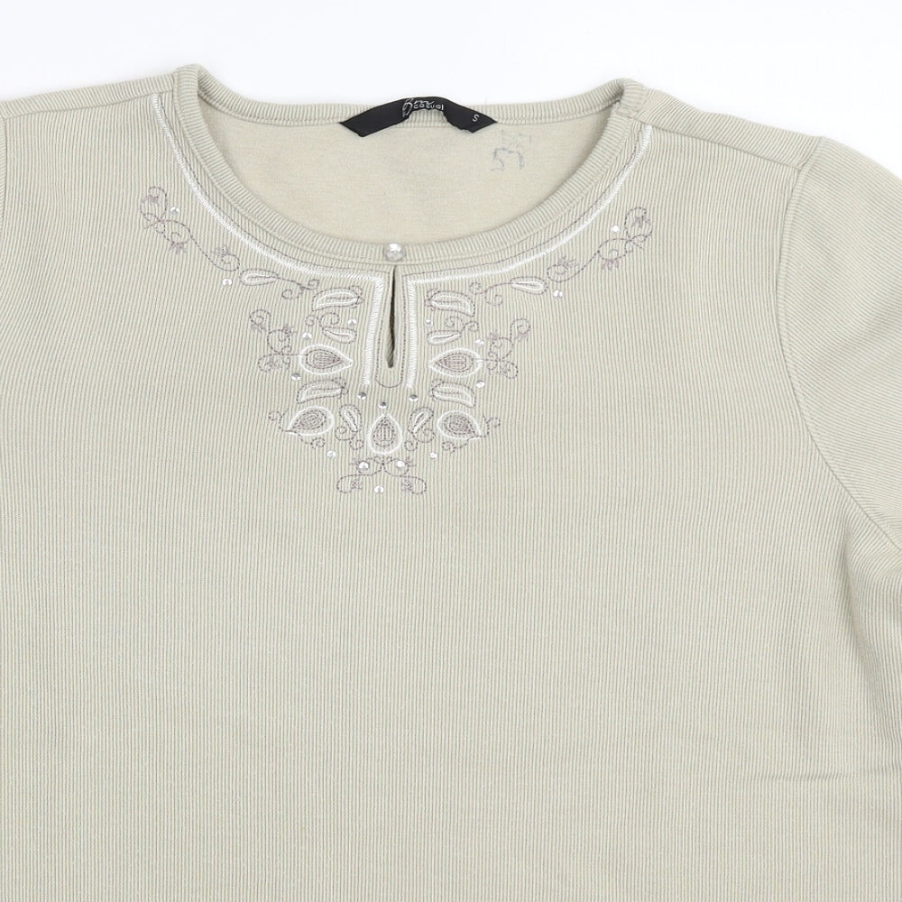 BM Womens Beige   Basic T-Shirt Size S