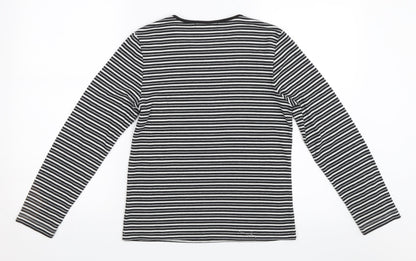 Preloved Poppy Womens Grey Striped  Pullover Jumper Size 12 - Back