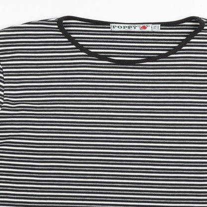 Preloved Poppy Womens Grey Striped  Pullover Jumper Size 12 - Detail