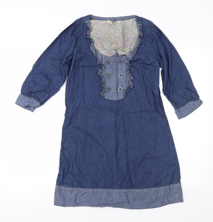Additional front view of Denim & Co. women’s blue denim shift, size UK 10