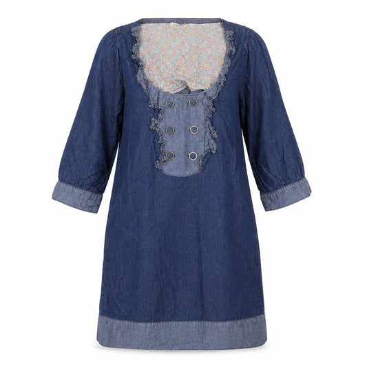 Front view of Denim & Co. women’s blue denim shift, size UK 10