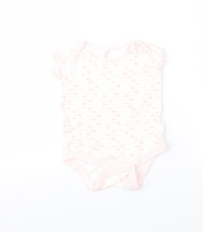 Additional front view of Tu girls’ pink geometric romper one-piece, size 3-6, months