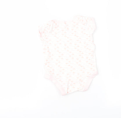 Back view of Tu girls’ pink geometric romper one-piece, size 3-6, months