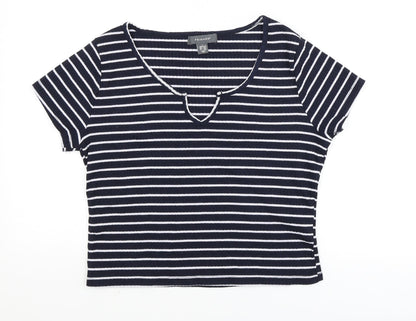 Preloved Primark Womens Blue Striped  Basic T-Shirt Size L - Front