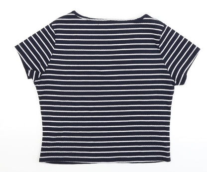 Preloved Primark Womens Blue Striped  Basic T-Shirt Size L - Back