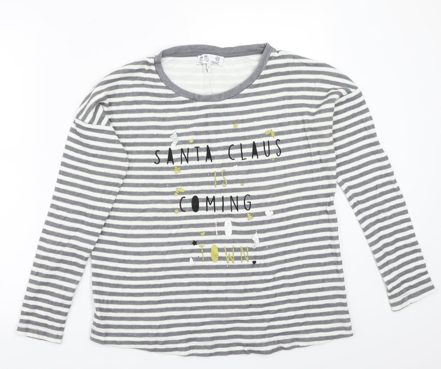 NEXT Womens Grey Striped  Basic T-Shirt Size 8  - Christmas