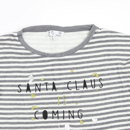 Preloved NEXT Womens Grey Striped  Basic T-Shirt Size 8  - Christmas - Detail