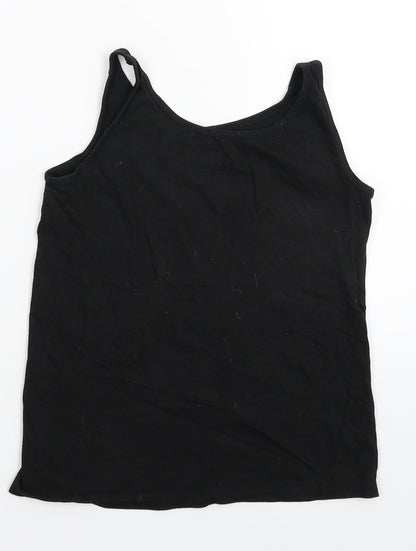 Back view of Primark girls’ black basic tank, size 10-11, years