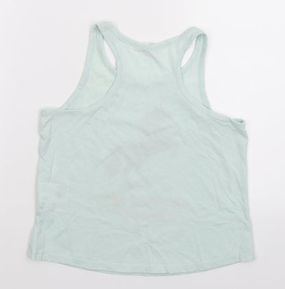 Back view of H&M girls’ green basic tank, size 9-10, years