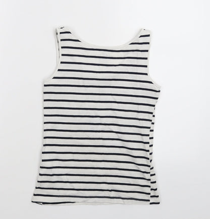 Back view of H&M girls’ white striped basic tank, size 11-12, years