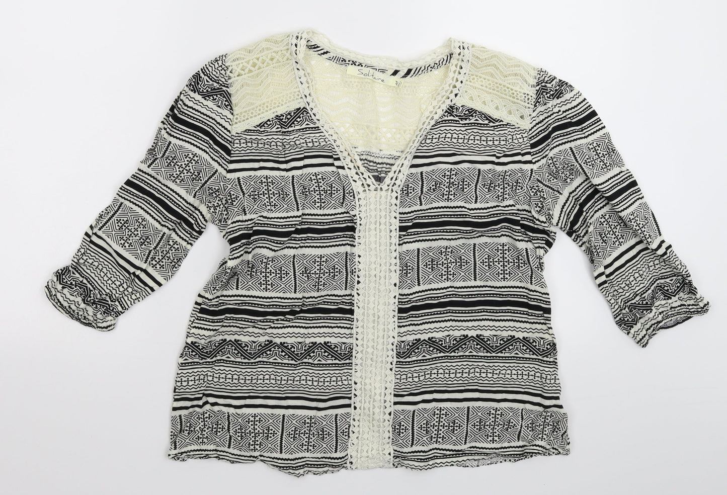 Solitaire Womens Multicoloured Geometric  Basic Blouse Size M