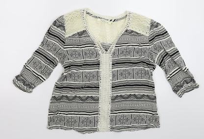 Front view of Solitaire women’s multicoloured geometric basic blouse, size M