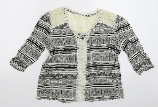Solitaire Womens Multicoloured Geometric  Basic Blouse Size M