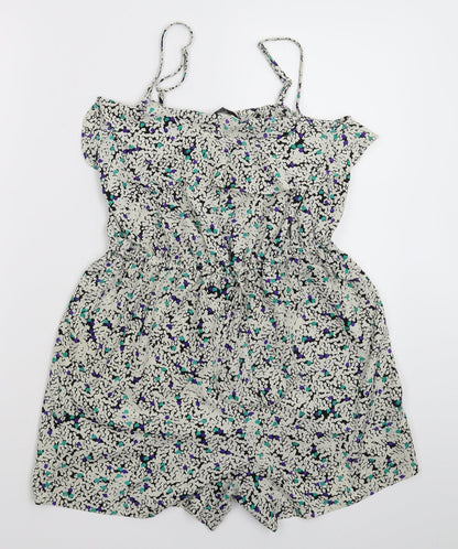 Front view of F&F women’s white floral jumpsuit one-piece, size UK 8