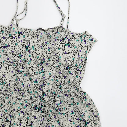 Close-up detail of F&F women’s white floral jumpsuit one-piece, size UK 8