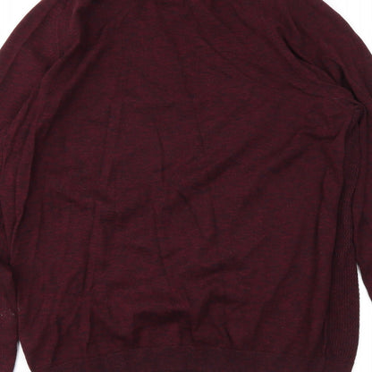 Brand and care label for Next men’s red jumper, size M