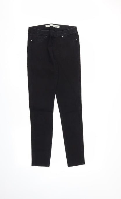 Front view of DenimCo women’s black jegging jeans, size UK 8, 26-inch leg