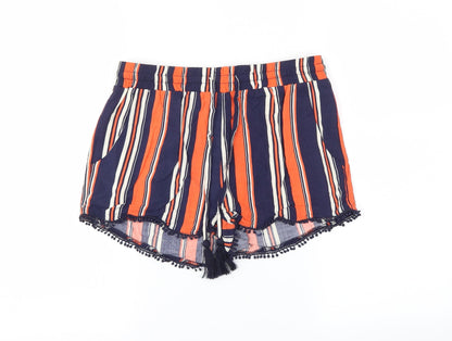 Additional front view of Atmosphere women’s blue striped culotte shorts, size UK 8