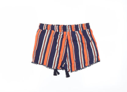 Back view of Atmosphere women’s blue striped culotte shorts, size UK 8