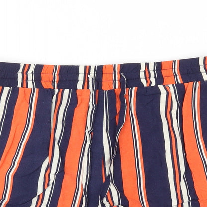 Close-up detail of Atmosphere women’s blue striped culotte shorts, size UK 8