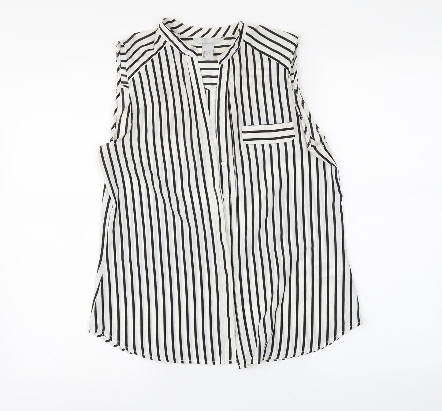 H&M Womens White Striped  Basic Button-Up Size 6