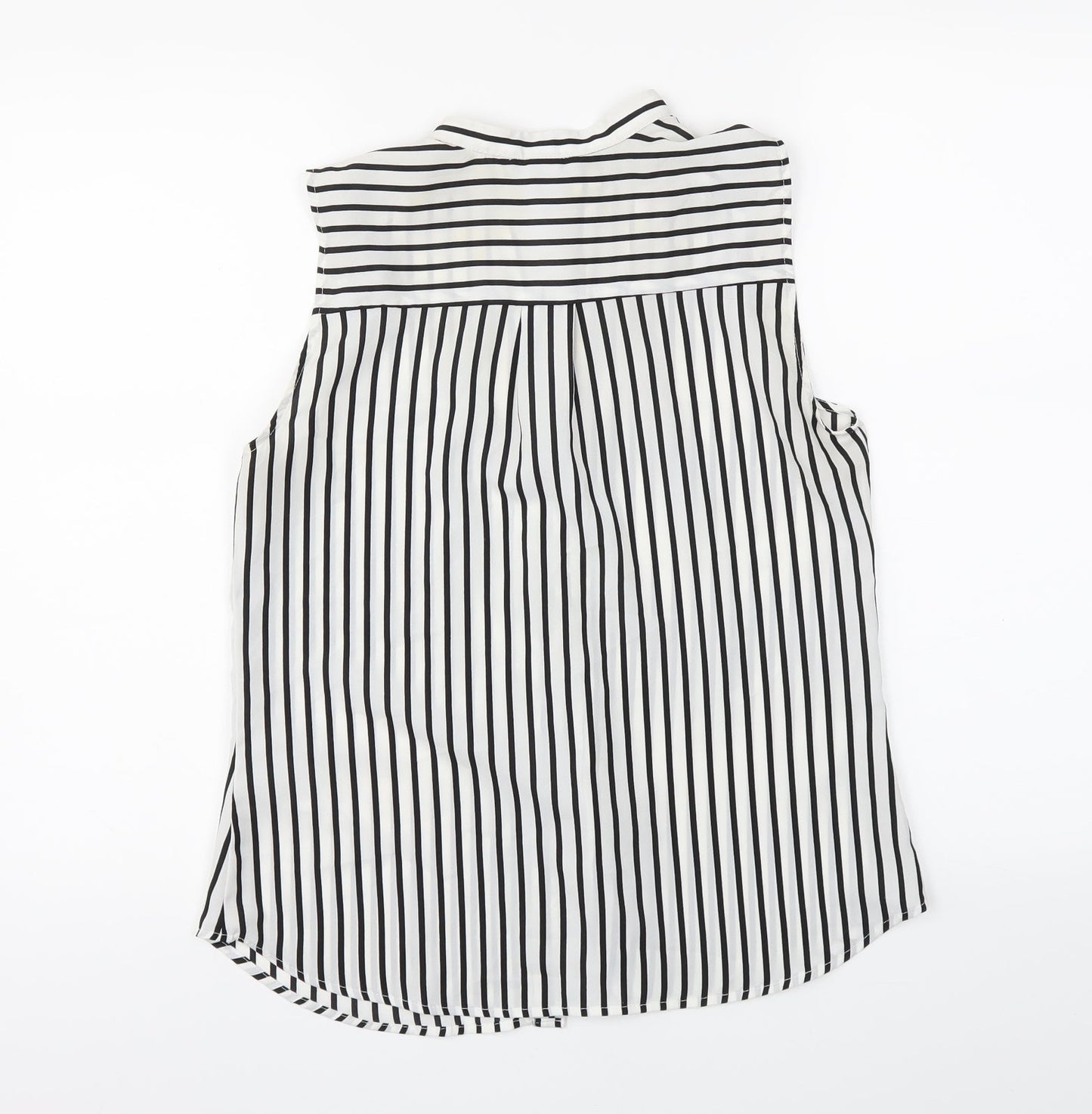 H&M Womens White Striped  Basic Button-Up Size 6