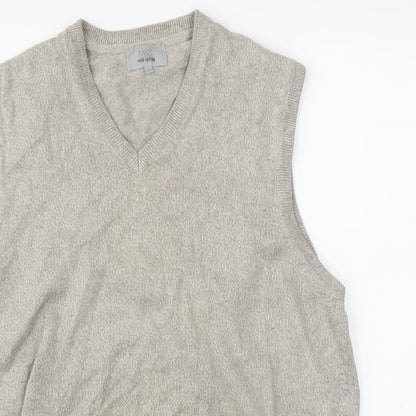 Close-up detail of Marks & Spencer men’s beige jumper, size L