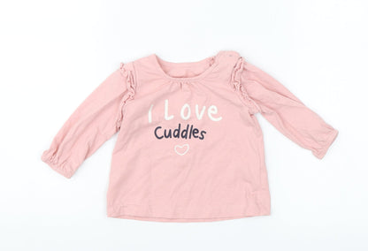 Front view of Matalan Baby Pink Basic Blouse, size 3-6, Months - I love cuddles