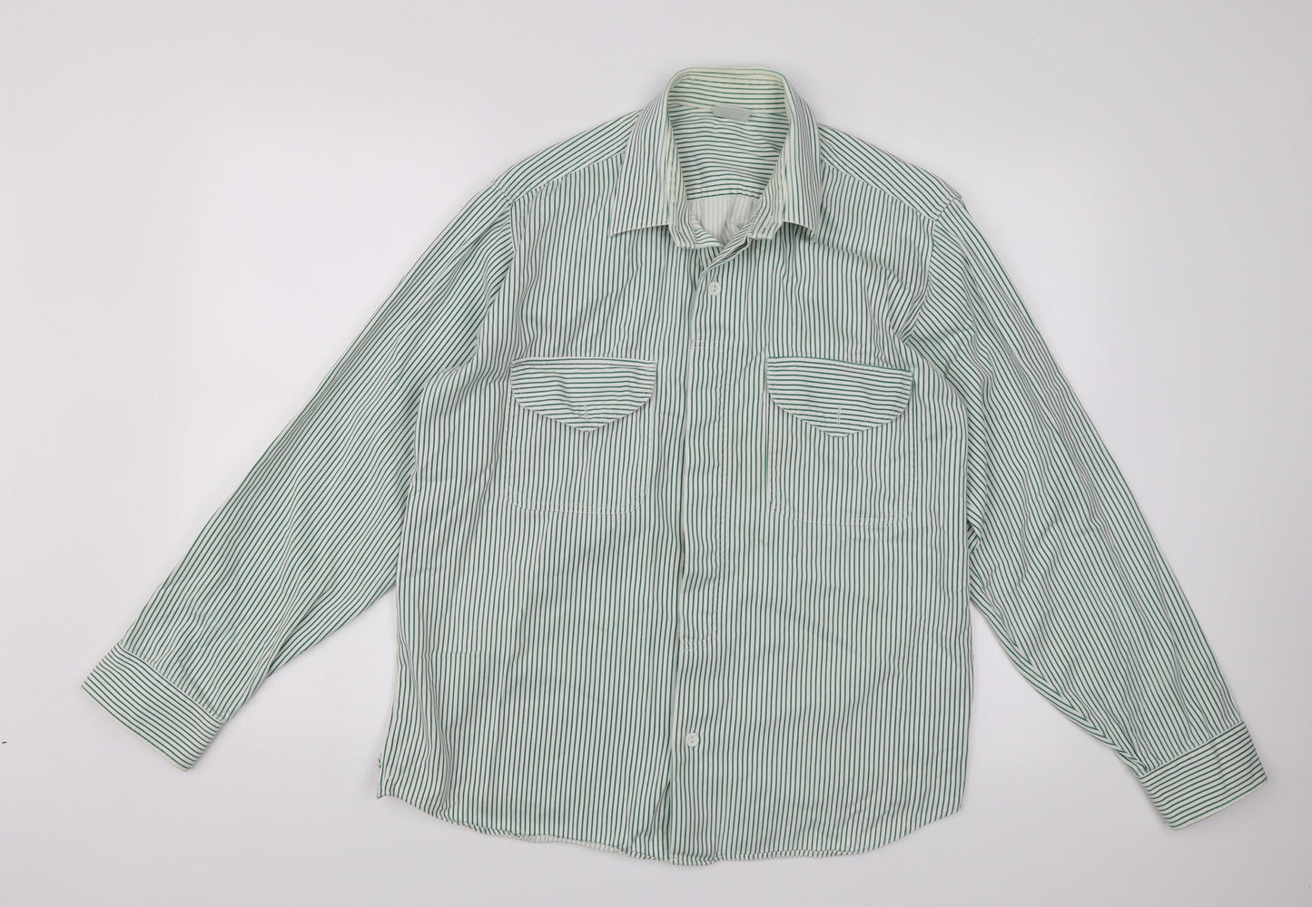INL Womens Green Striped  Basic Button-Up Size 12