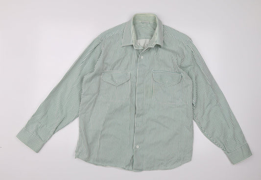 INL Womens Green Striped  Basic Button-Up Size 12