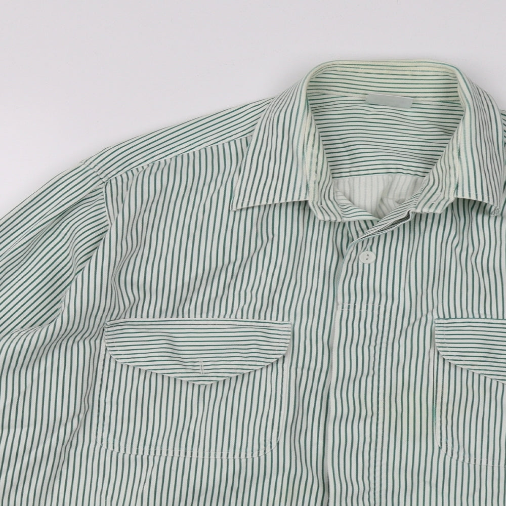 INL Womens Green Striped  Basic Button-Up Size 12