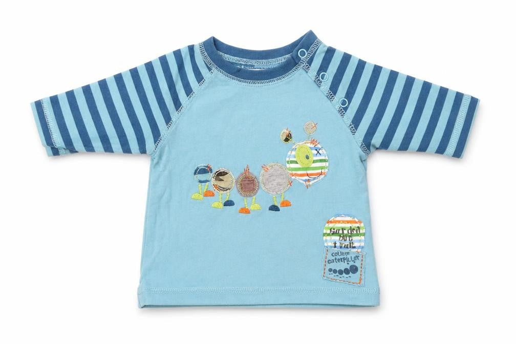Cherokee Baby Blue Striped  Jersey T-Shirt Size 0-3 Months  - Garden bug trail