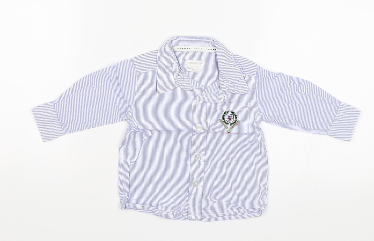 mamas & papas Baby Blue Striped  Basic Button-Up Size 0-3 Months