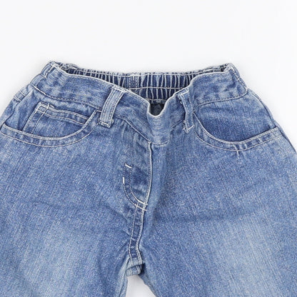 Close-up detail of Tiny Ted Baby Blue Floral Jogger Jeans, size 3-6, Months
