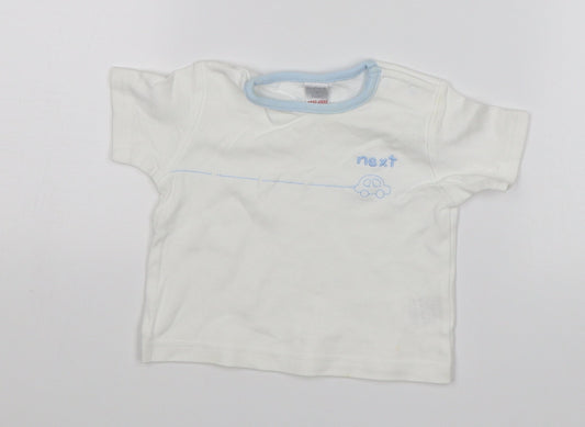 NEXT Baby White   Basic T-Shirt Size 0-3 Months  - Car