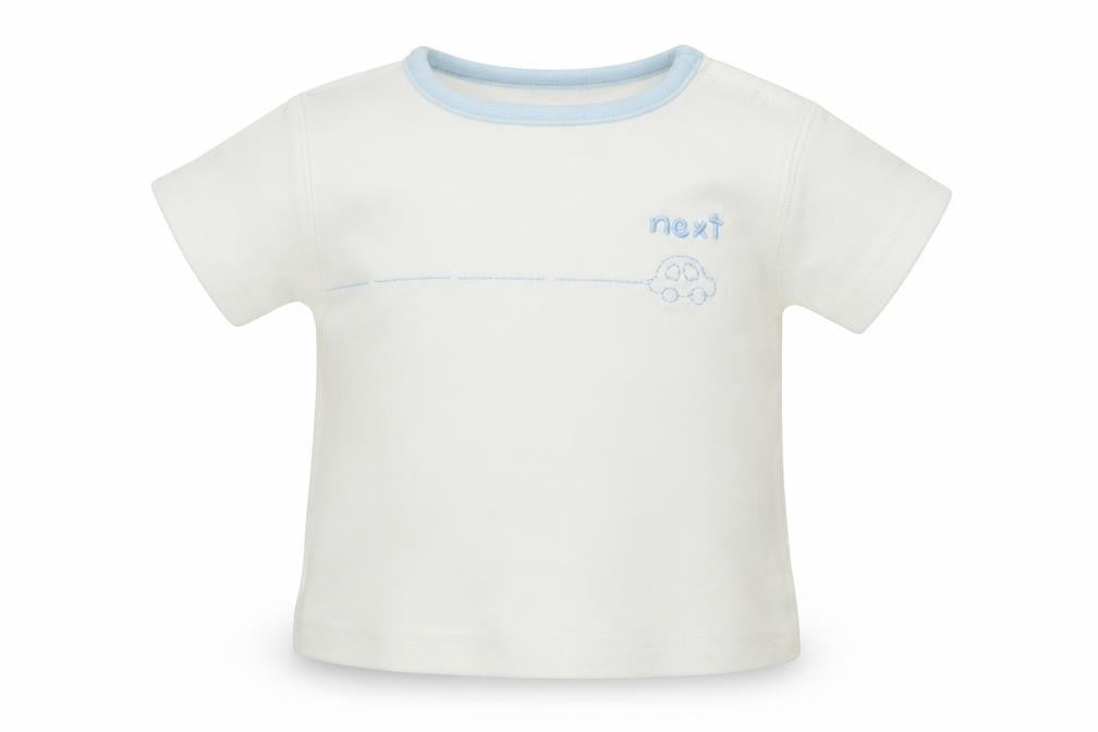 Next Baby White   Basic T-Shirt Size 0-3 Months  - Car