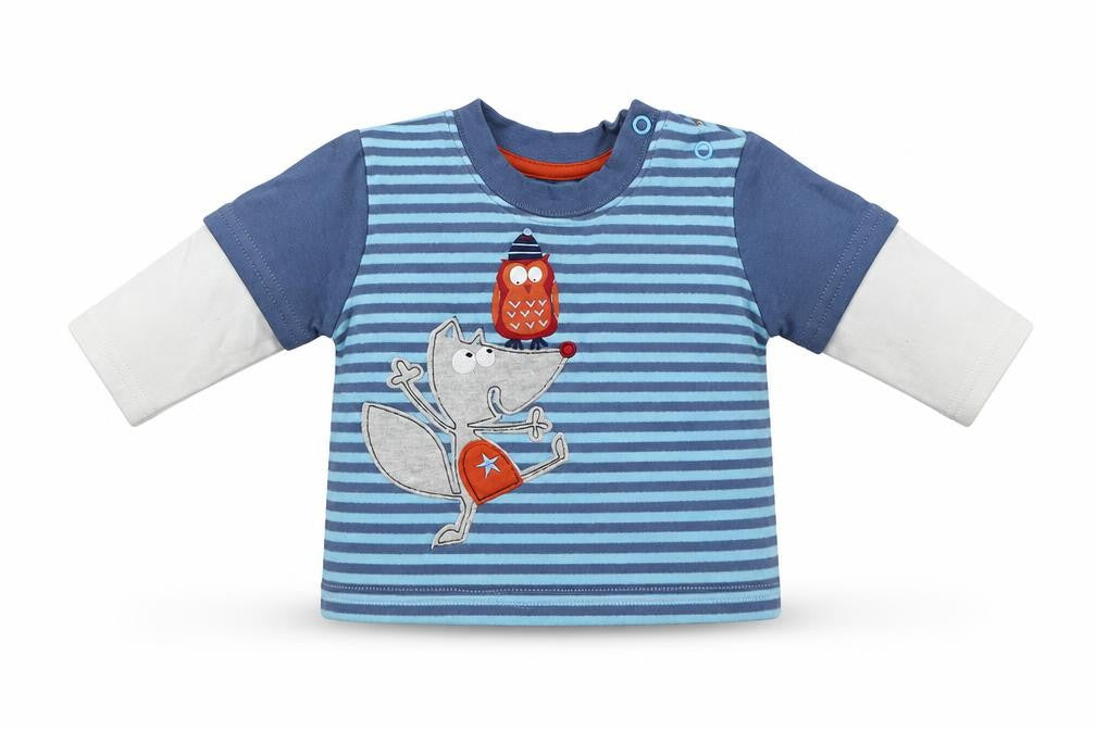 George Baby Blue Striped  Jersey T-Shirt Size 0-3 Months  - Animals