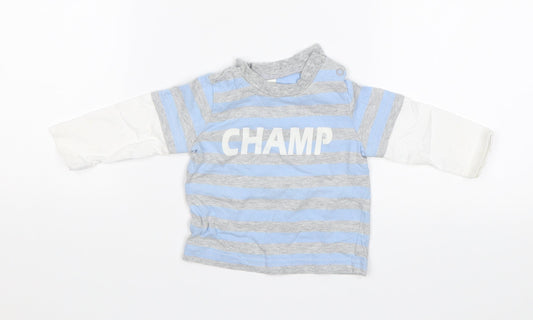 Tiny Ted Baby Blue Striped  Jersey T-Shirt Size 3-6 Months  - Champ