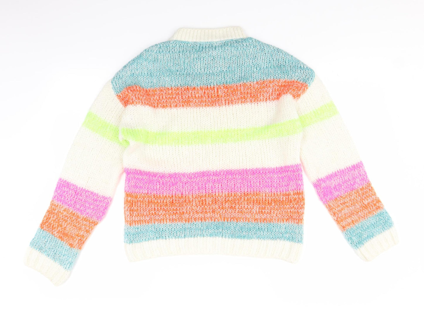Primark Womens White Striped Knit Pullover Jumper Size S