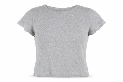 Front view of Atmosphere women’s grey basic t-shirt, size UK 10